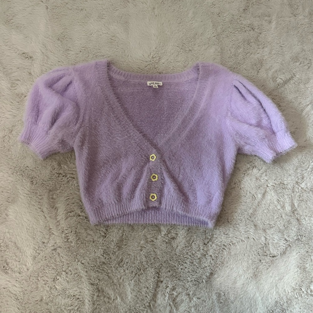 For Love And Lemons Lilac Fuzzy Cardigan